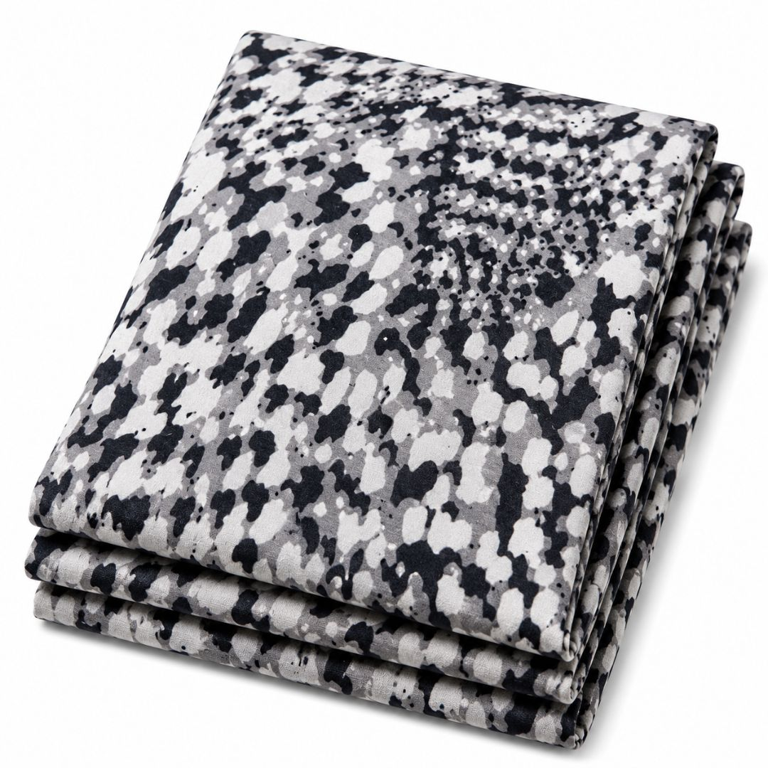 Premium Vintage Black, Grey & White Monochrome Animal Print Fashion Fabric